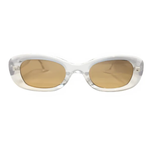 Crystal White Brown Oval Sungasses