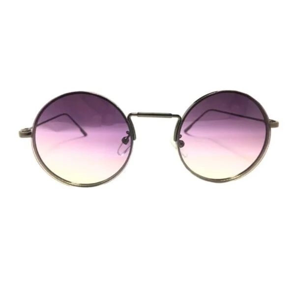 Round Black Metal Unisex Sunglasses 100 % UV Protected