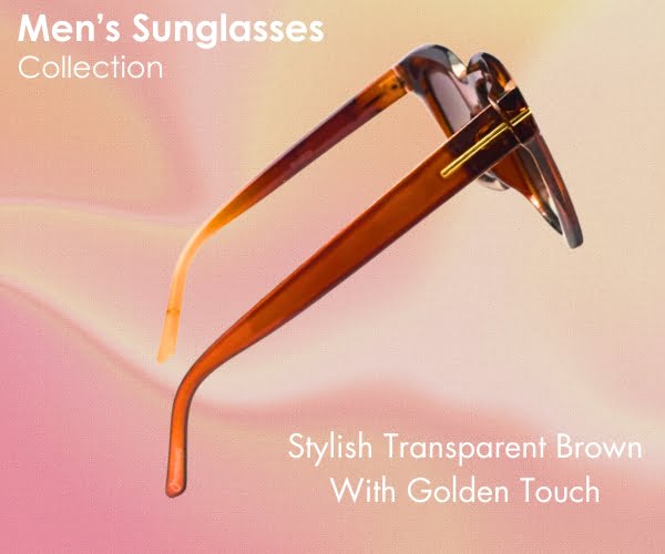 Transparent Brown Golden Finish Polarized Sunglass Unisex