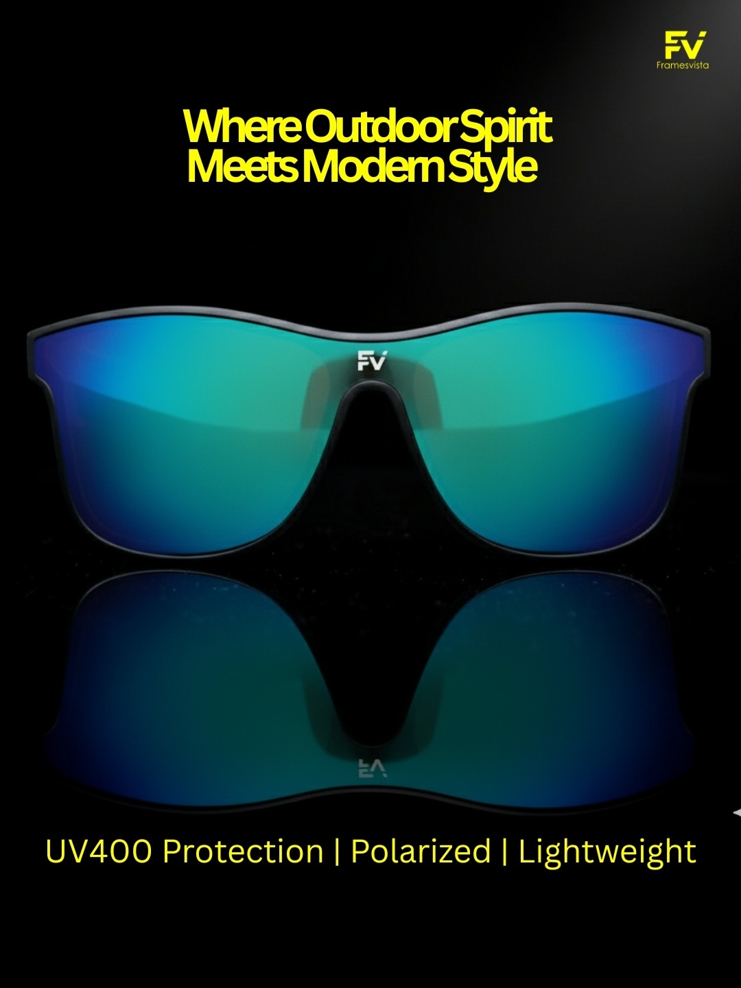 FVBlackMercuryBlueTrekkingSportyLookSunglassesUV400