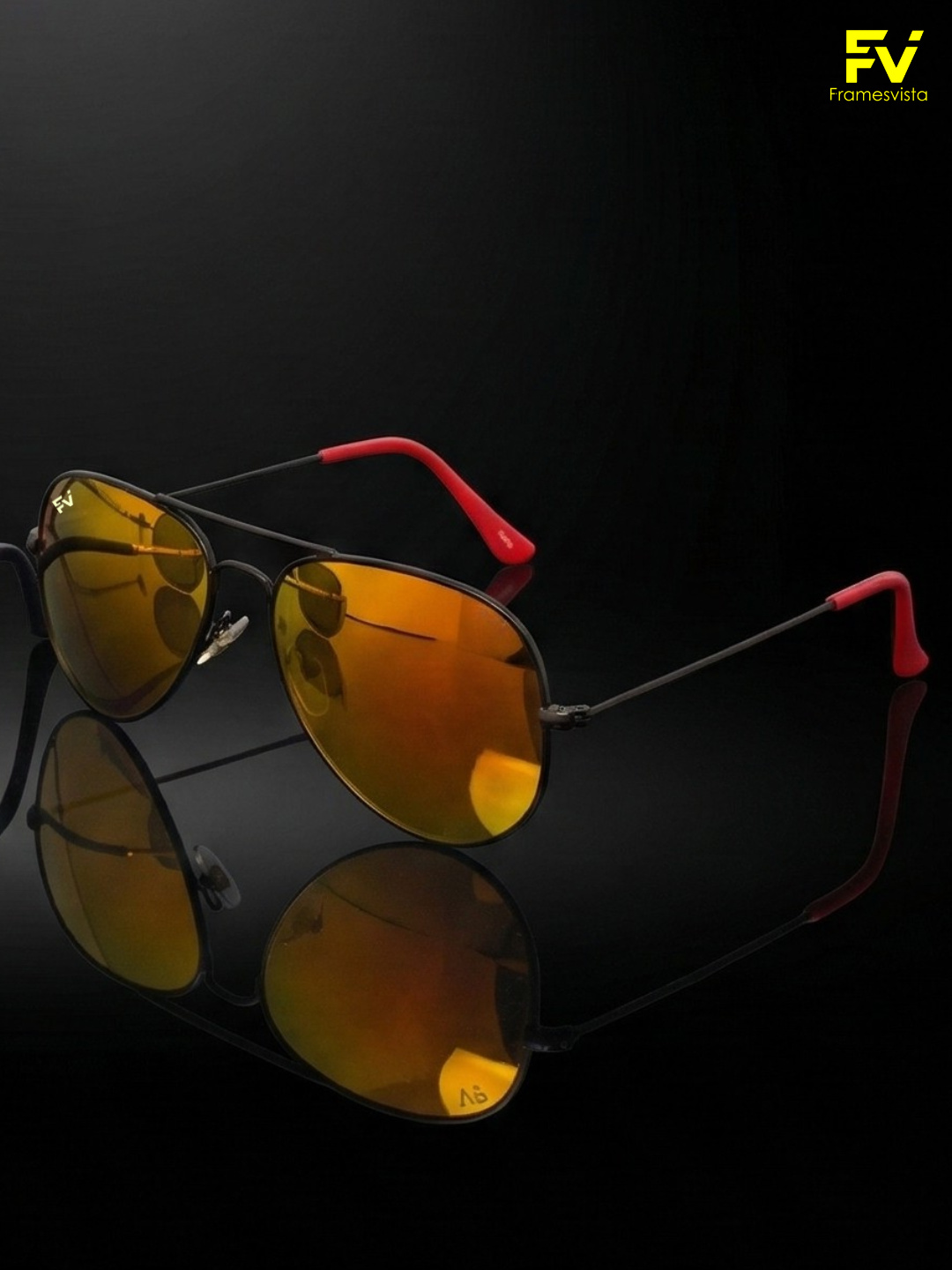 FramesvistaDesignerOrangeMercuryMirroredAviatorSunglasses