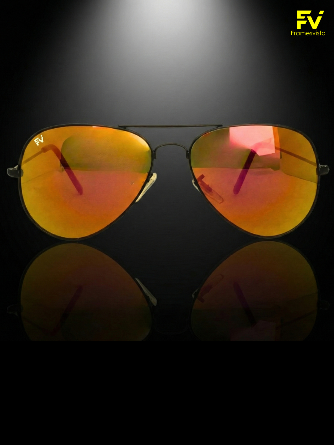 FramesvistaDesignerOrangeMercuryMirroredAviatorSunglasses