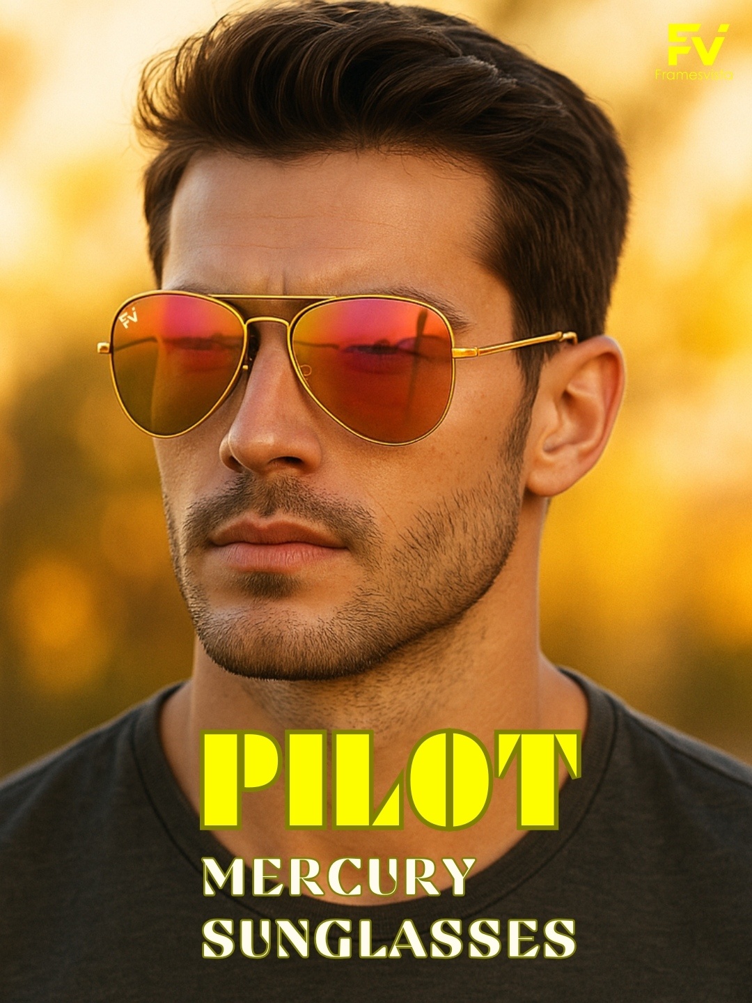FramesvistaGoldenMercuryMirroredAviatorSunglasses