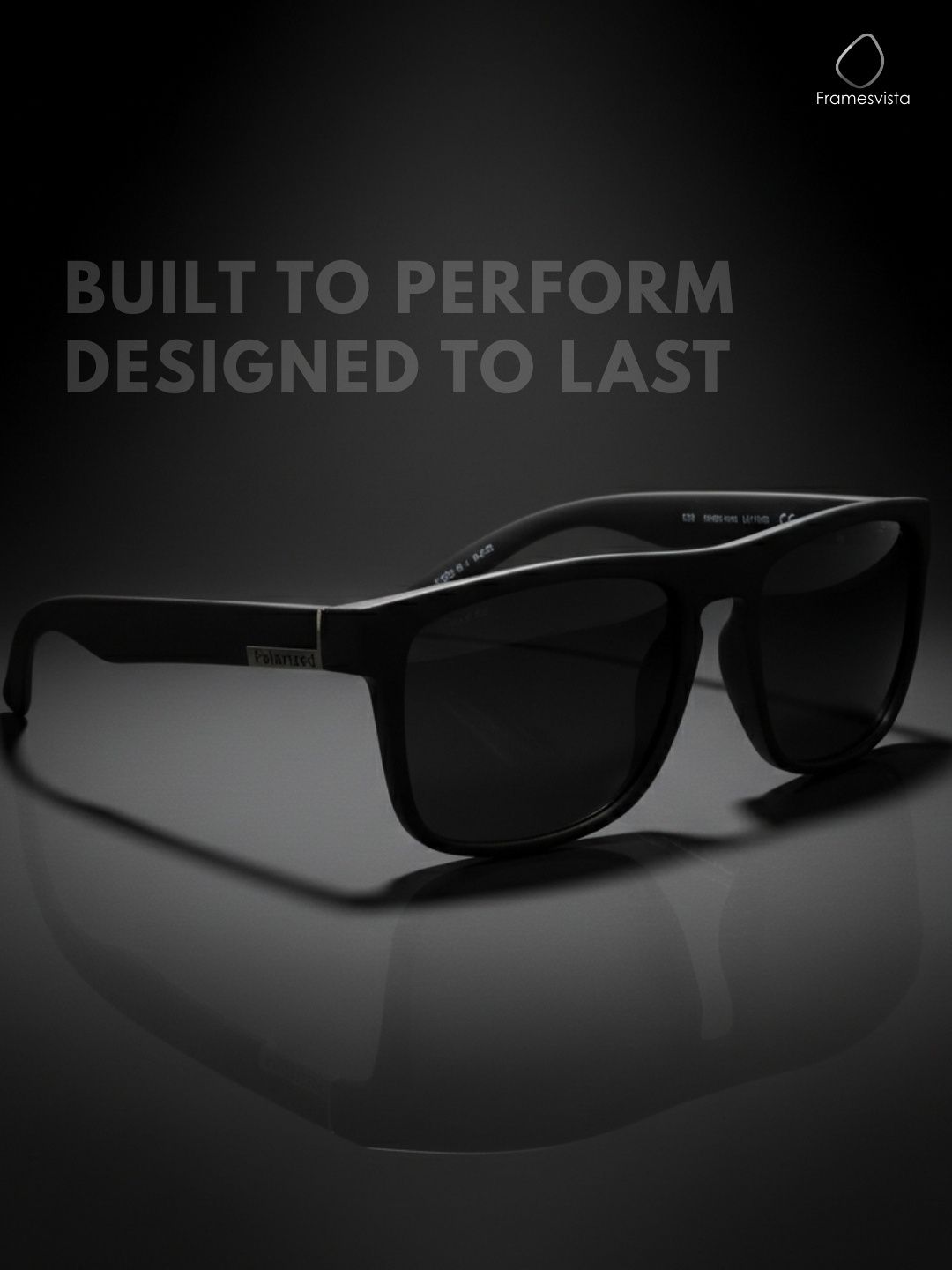 FramesvistaMattBlackPolarizedSunglassesUV400Protection