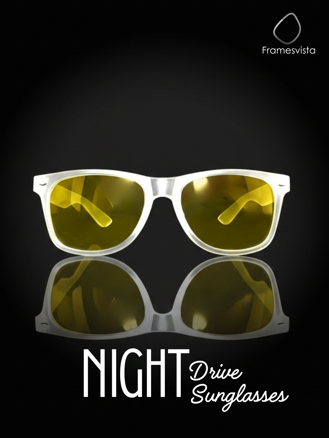 FramesvistaMattWhiteCrystalWayfarerNightdrivingSunglasses
