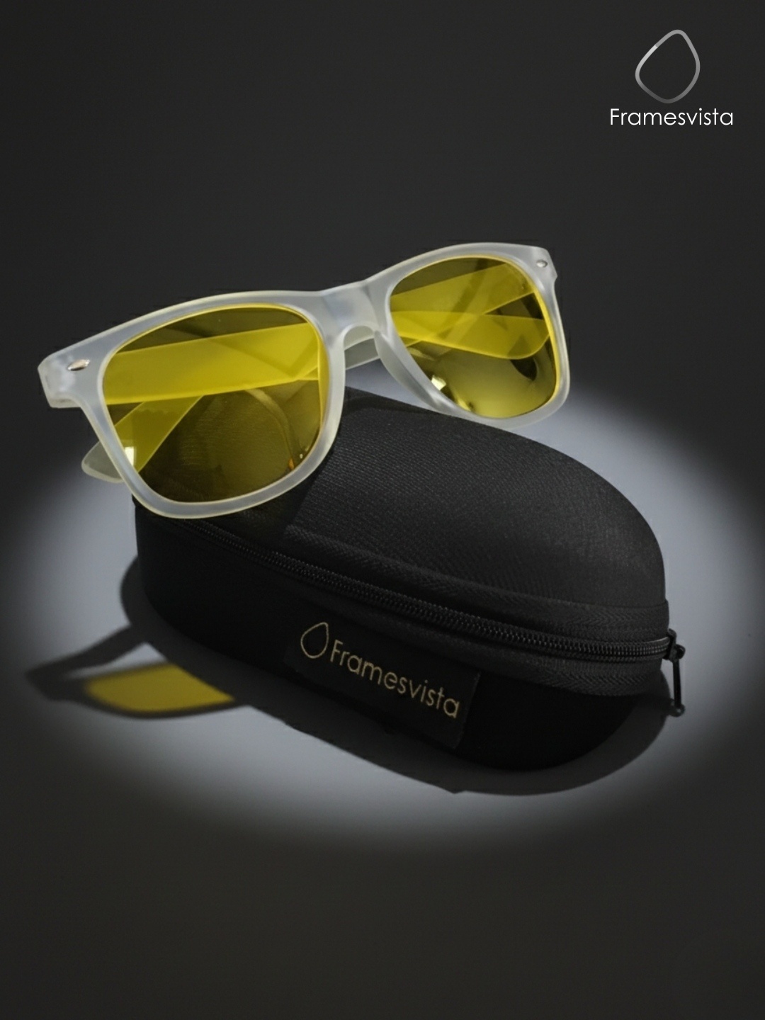 FramesvistaMattWhiteCrystalWayfarerNightdrivingSunglasses