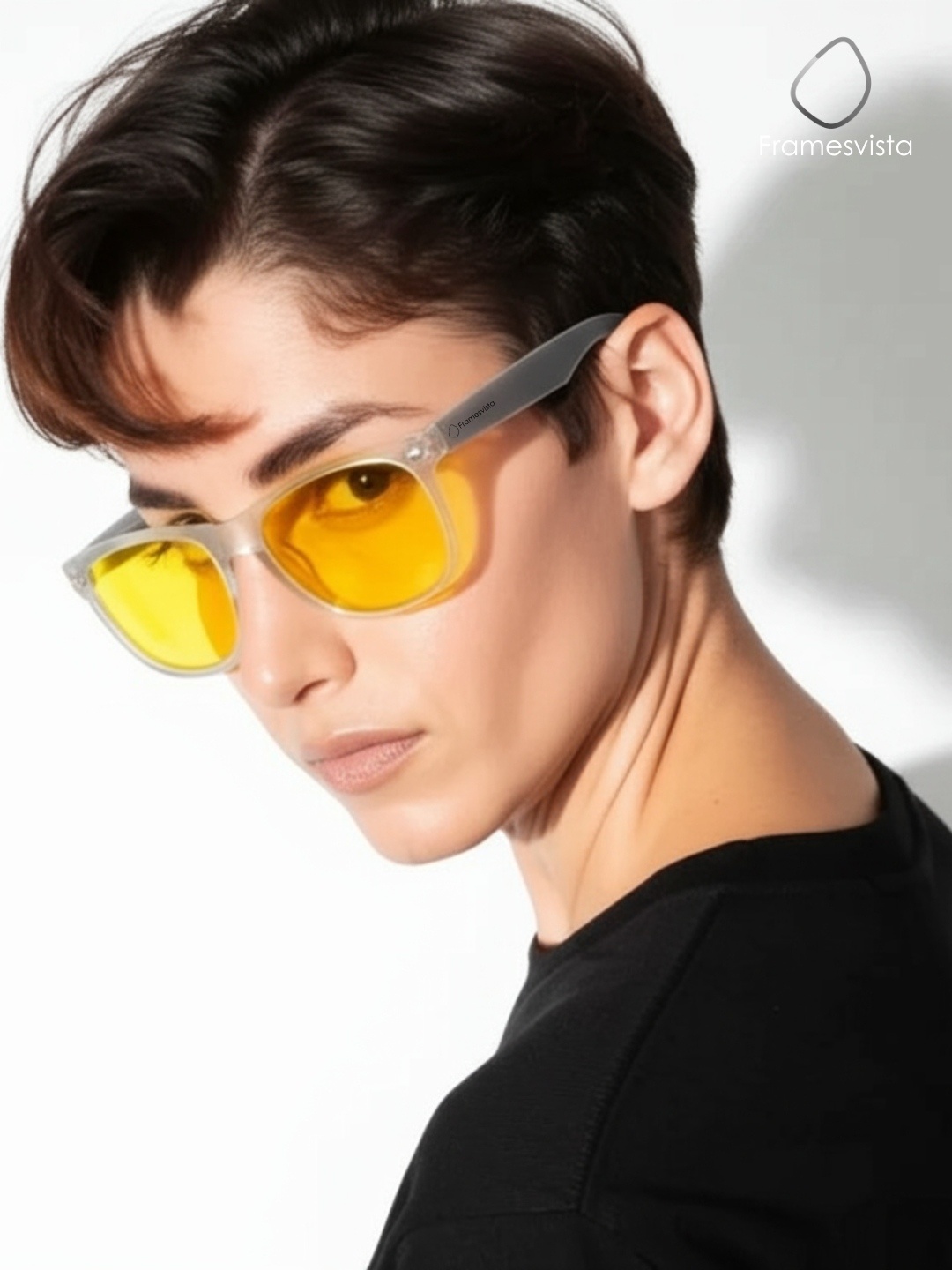 FramesvistaMattWhiteCrystalWayfarerNightdrivingSunglasses