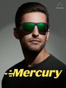 Green mirriored sport sunglasses for men