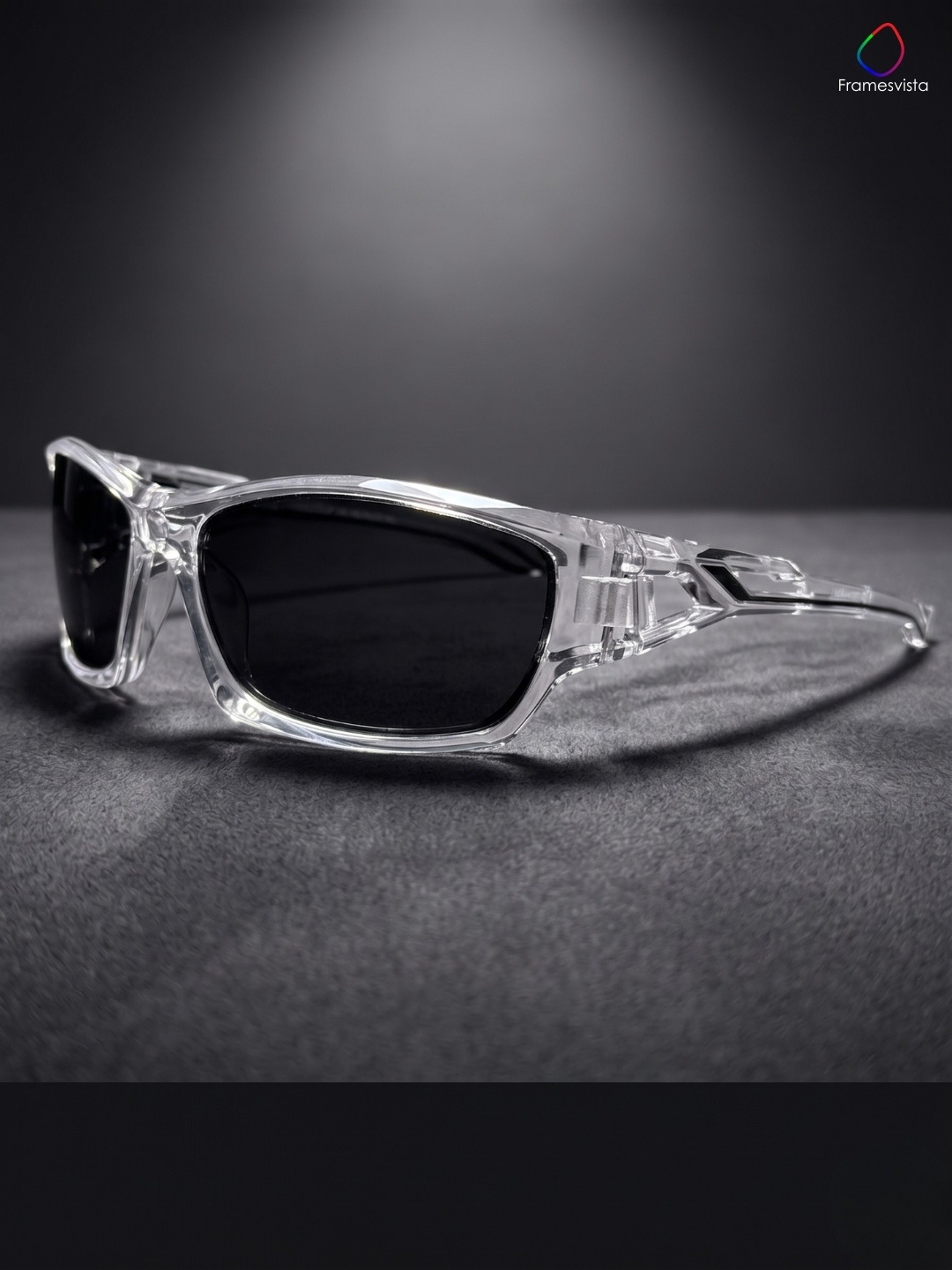 Men White Crystal Sports Sunglasses with UV Protection