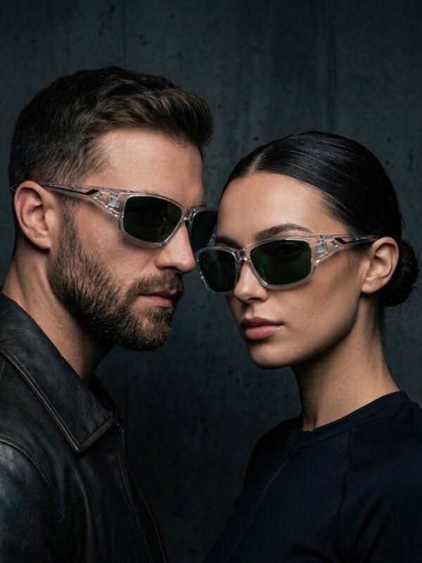 Men White Crystal Sports Sunglasses with UV Protection