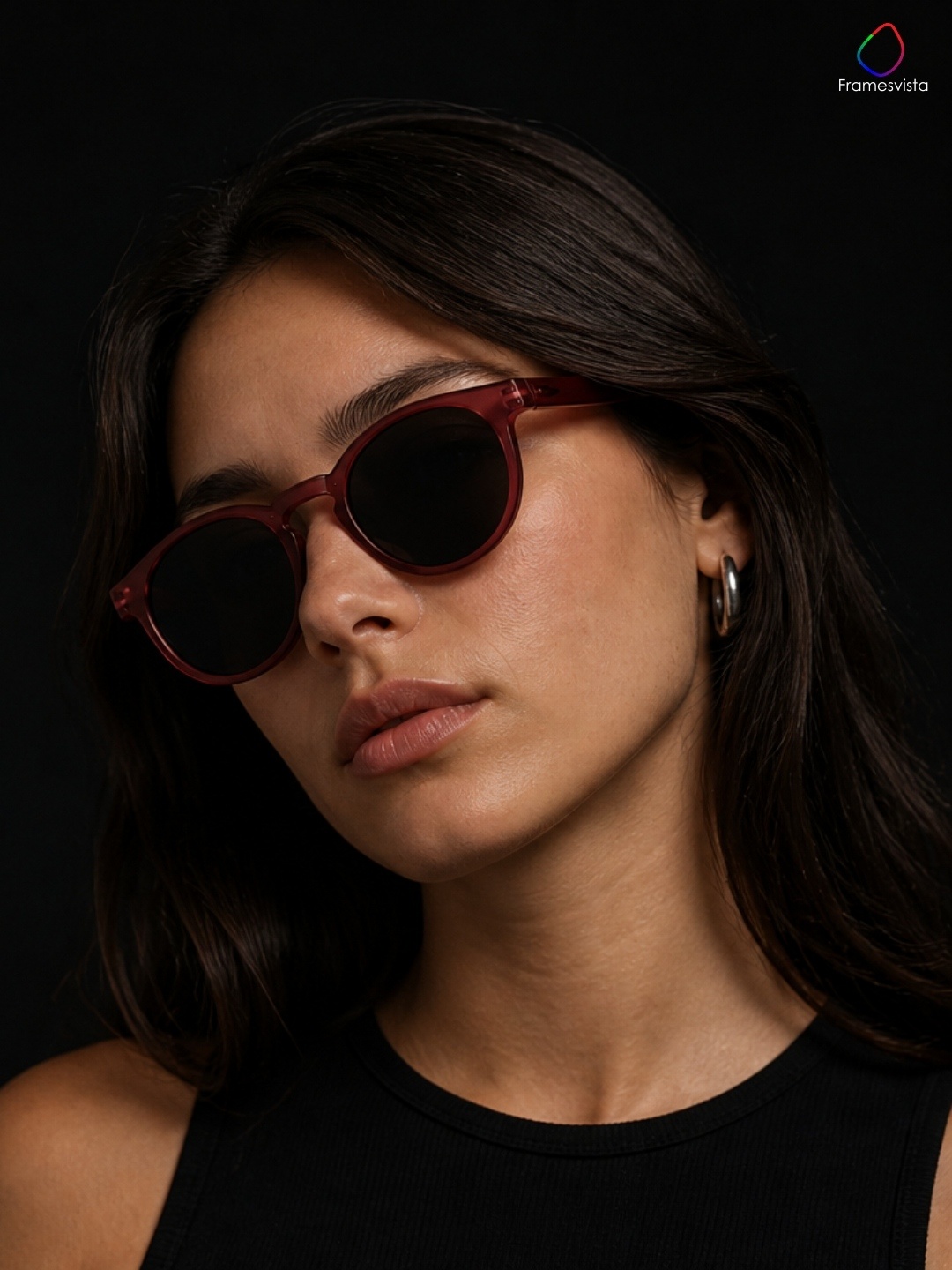 Unisex Maroon Mist Round Sunglasses UV Protected