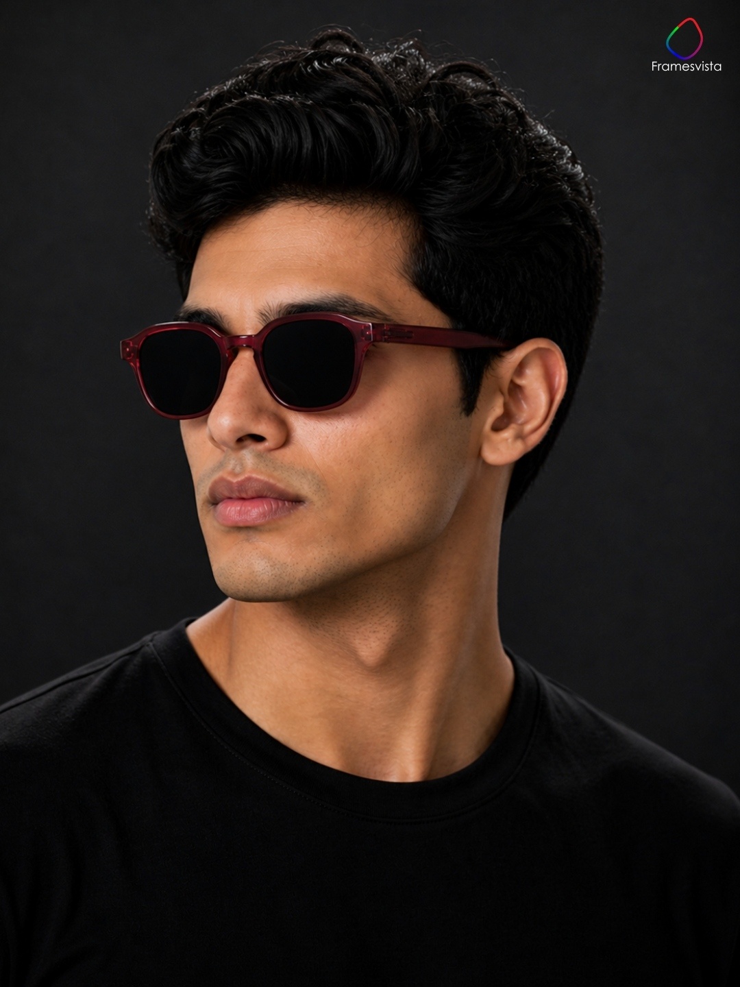 Unisex-Square-Sunglasses-Transparent-Wine-Red-Frame-UV-Protected