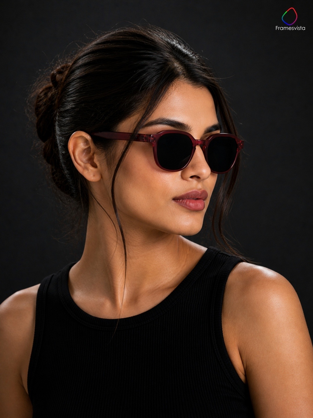 Unisex-Square-Sunglasses-Transparent-Wine-Red-Frame-UV-Protected