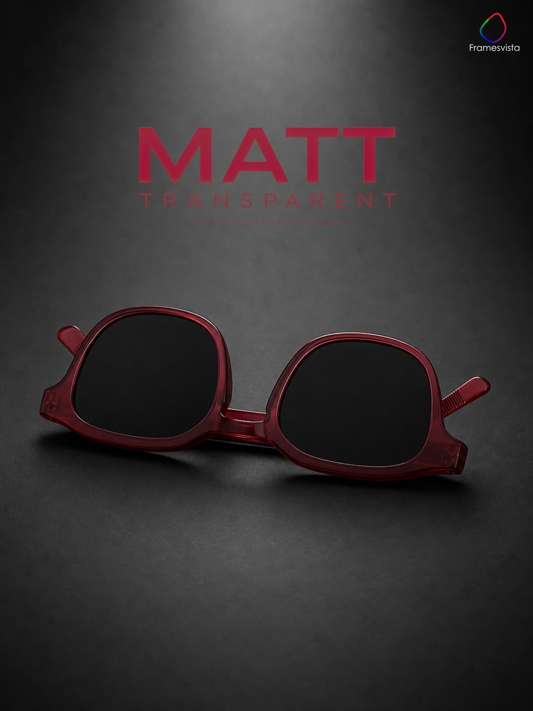Unisex-Square-Sunglasses-Transparent-Wine-Red-Frame-UV-Protected