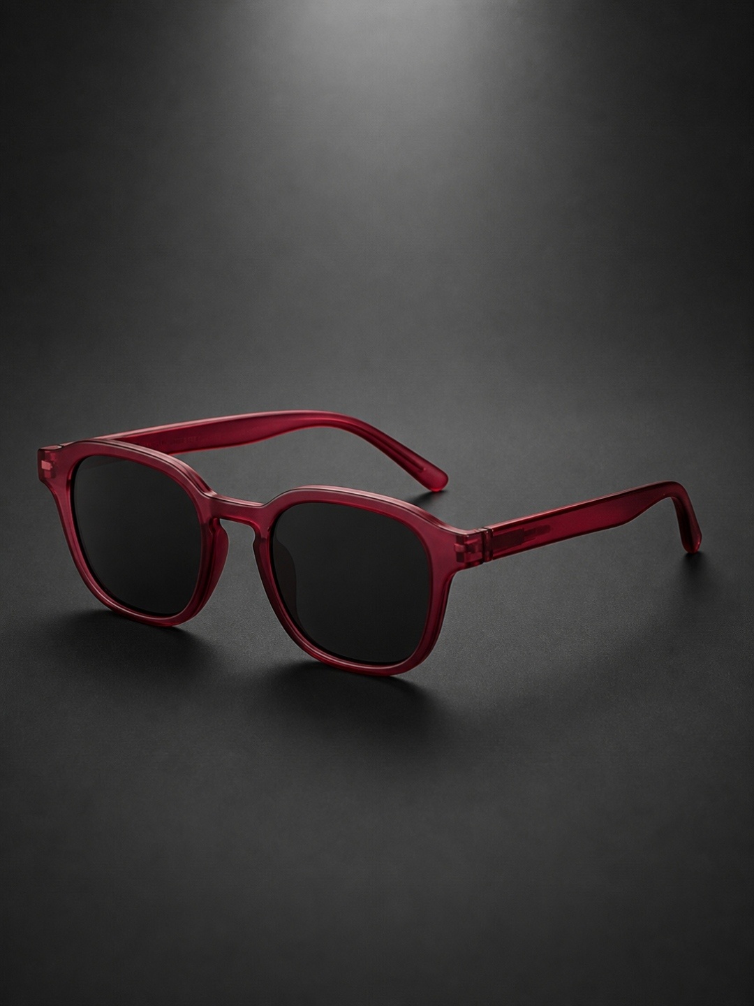 Unisex-Square-Sunglasses-Transparent-Wine-Red-Frame-UV-Protected