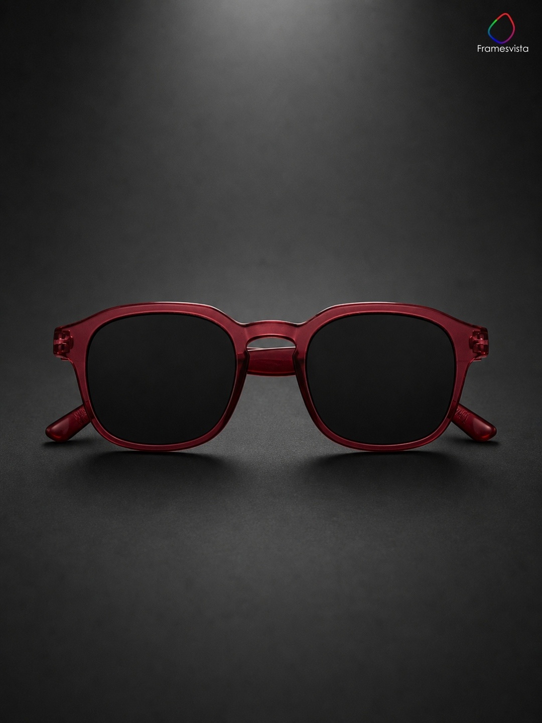 Unisex-Square-Sunglasses-Transparent-Wine-Red-Frame-UV-Protected