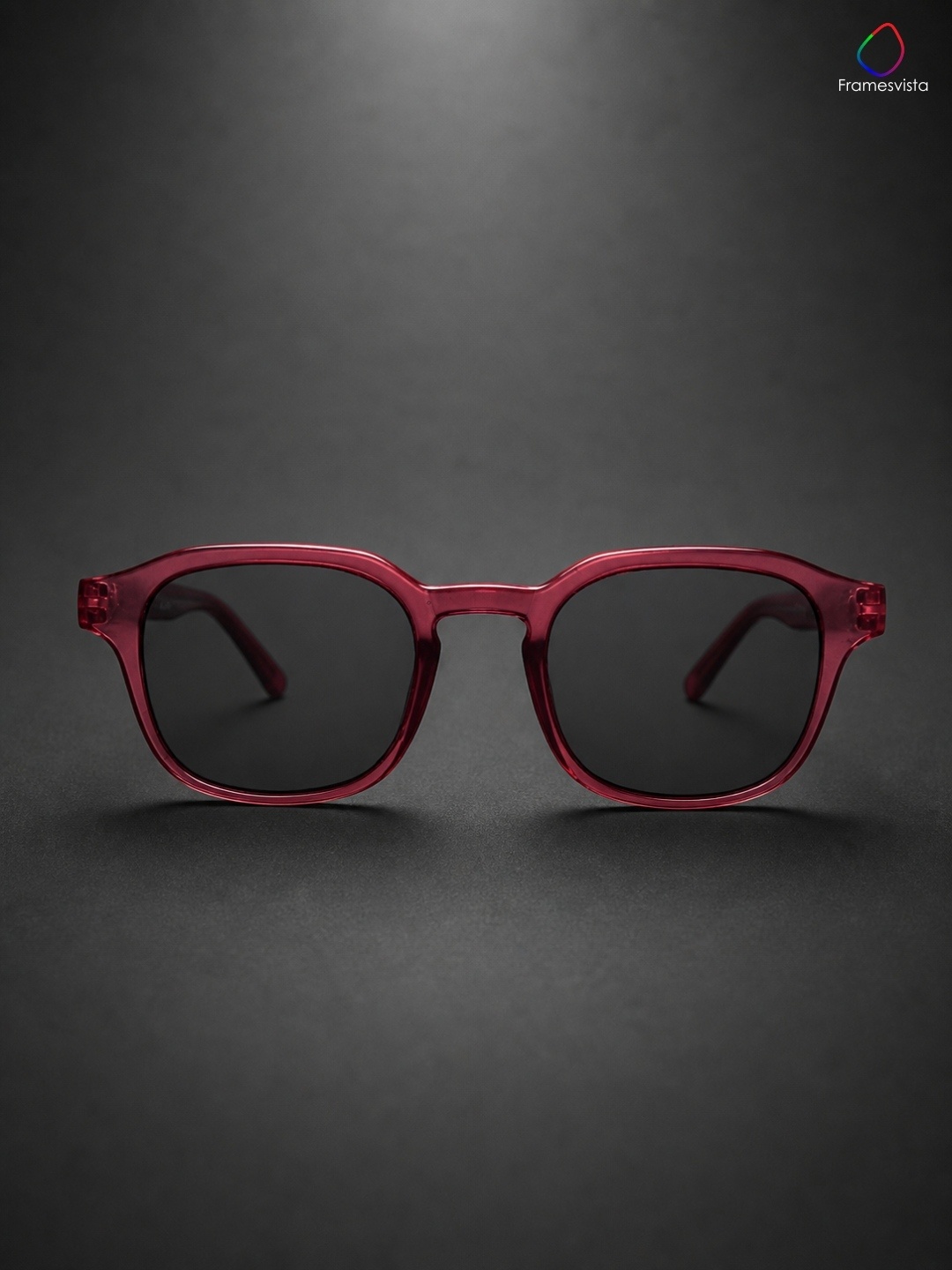 Unisex-Square-Sunglasses-Transparent-Wine-Red-Frame-UV-Protected