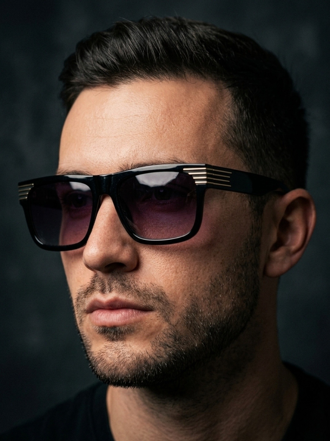 Framesvista Luxe Square Sunglasses with Gold Detail UV Protected Lens