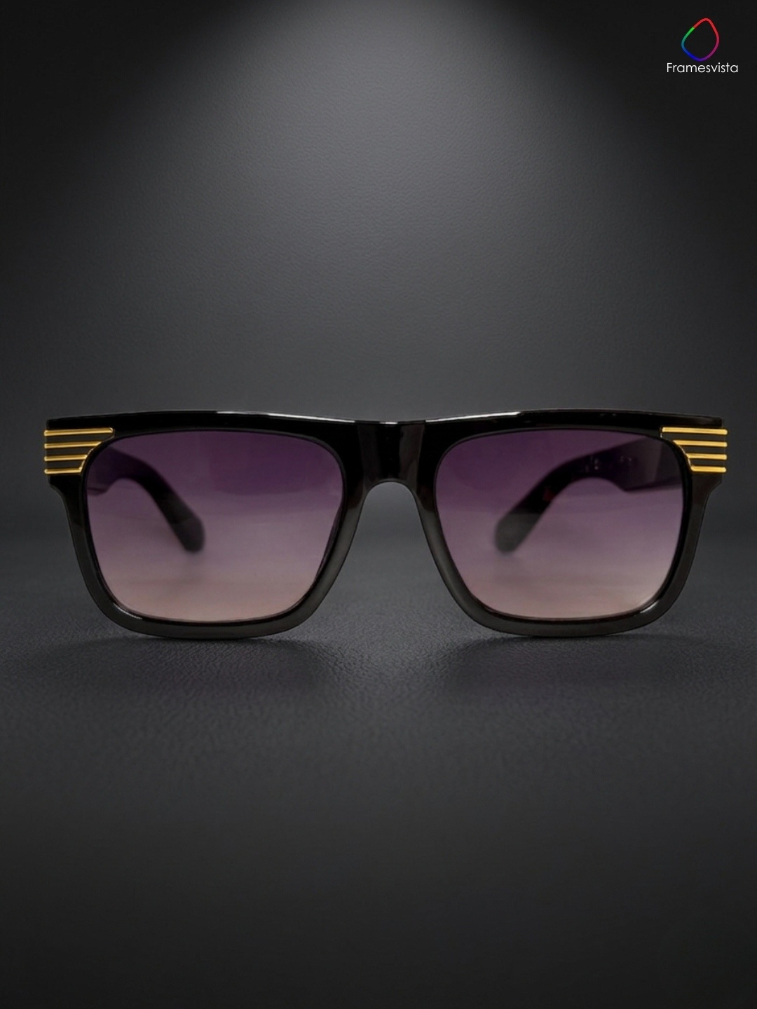 Framesvista Luxe Square Sunglasses with Gold Detail UV Protected Lens