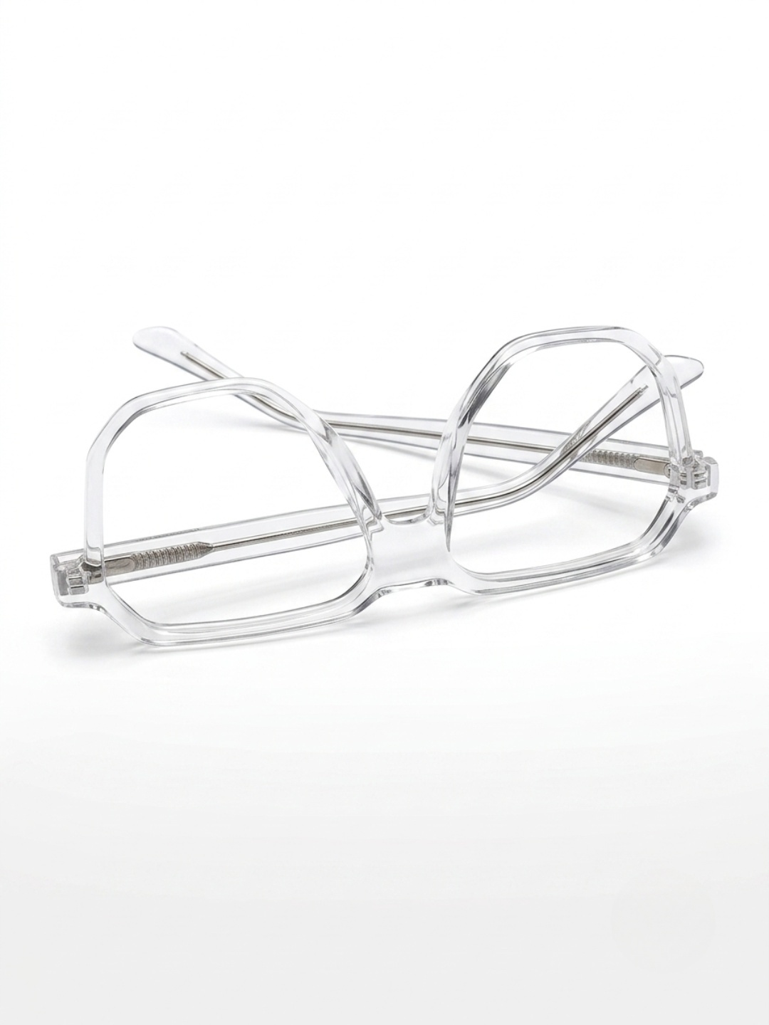 Framesvista transparent white eyeglasses with wire temple detail