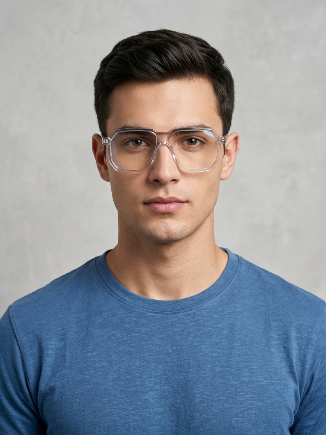 Framesvista transparent white eyeglasses with wire temple detail model view