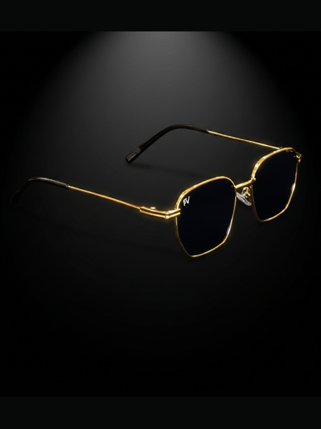 Angled side view of Framesvista FV-PG-7202 gold metal square sunglasses
