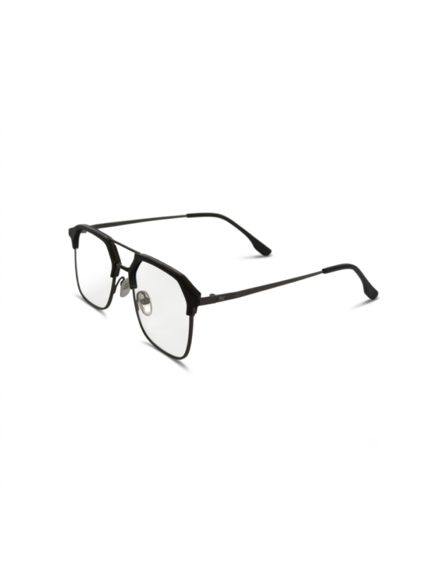 Framesvista FV-PG-7201 black metal square eyeglasses frame angled view