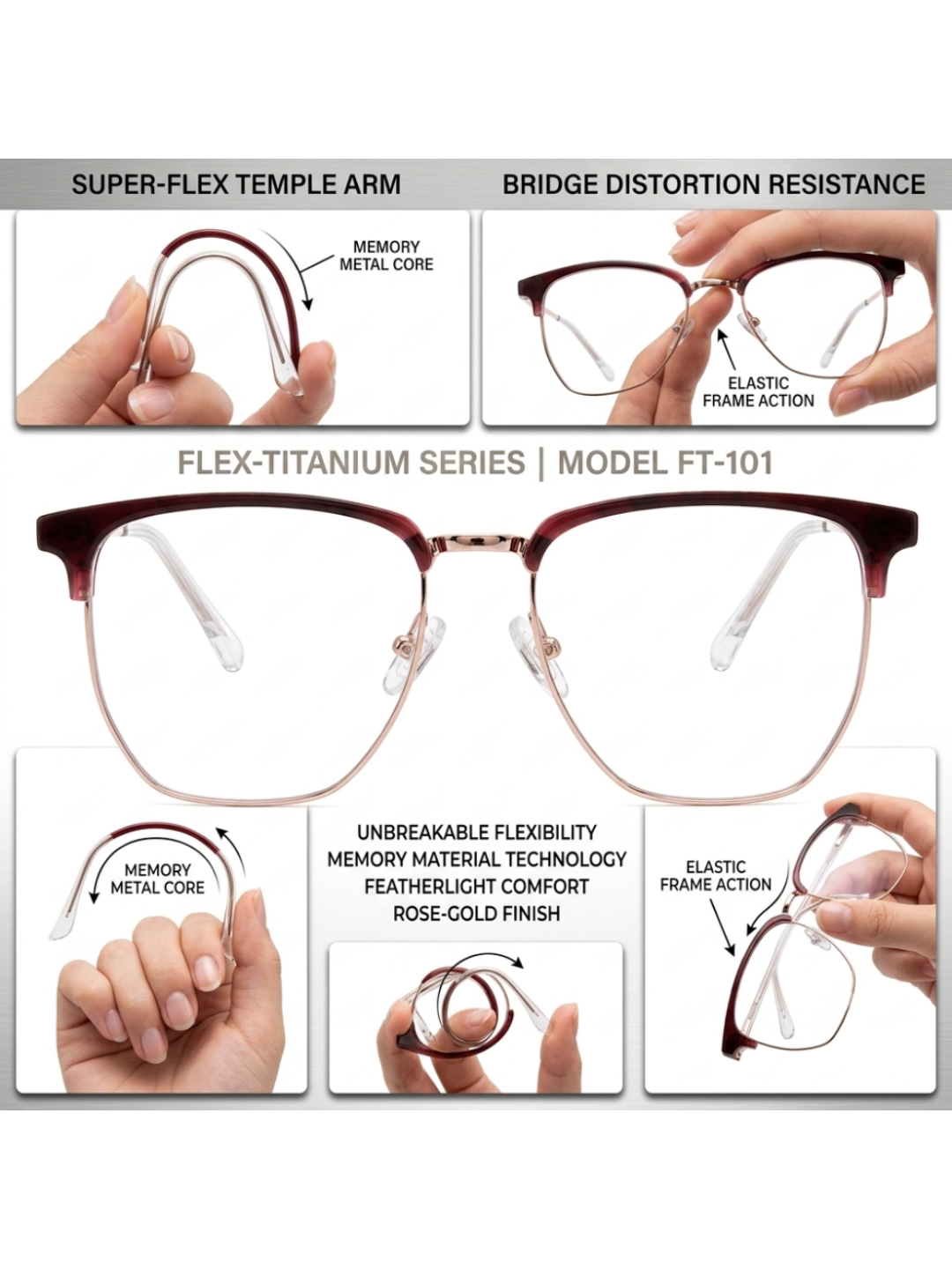 Framesvista rose gold titanium eyeglasses frame with darker upper front